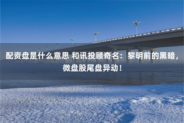 配资盘是什么意思 和讯投顾奇名：黎明前的黑暗，微盘股尾盘异动！